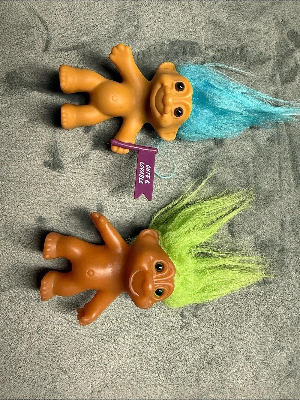 Vintage RUSS & DAM Troll Dolls Lot Blue Green Hair Cute & Lovable